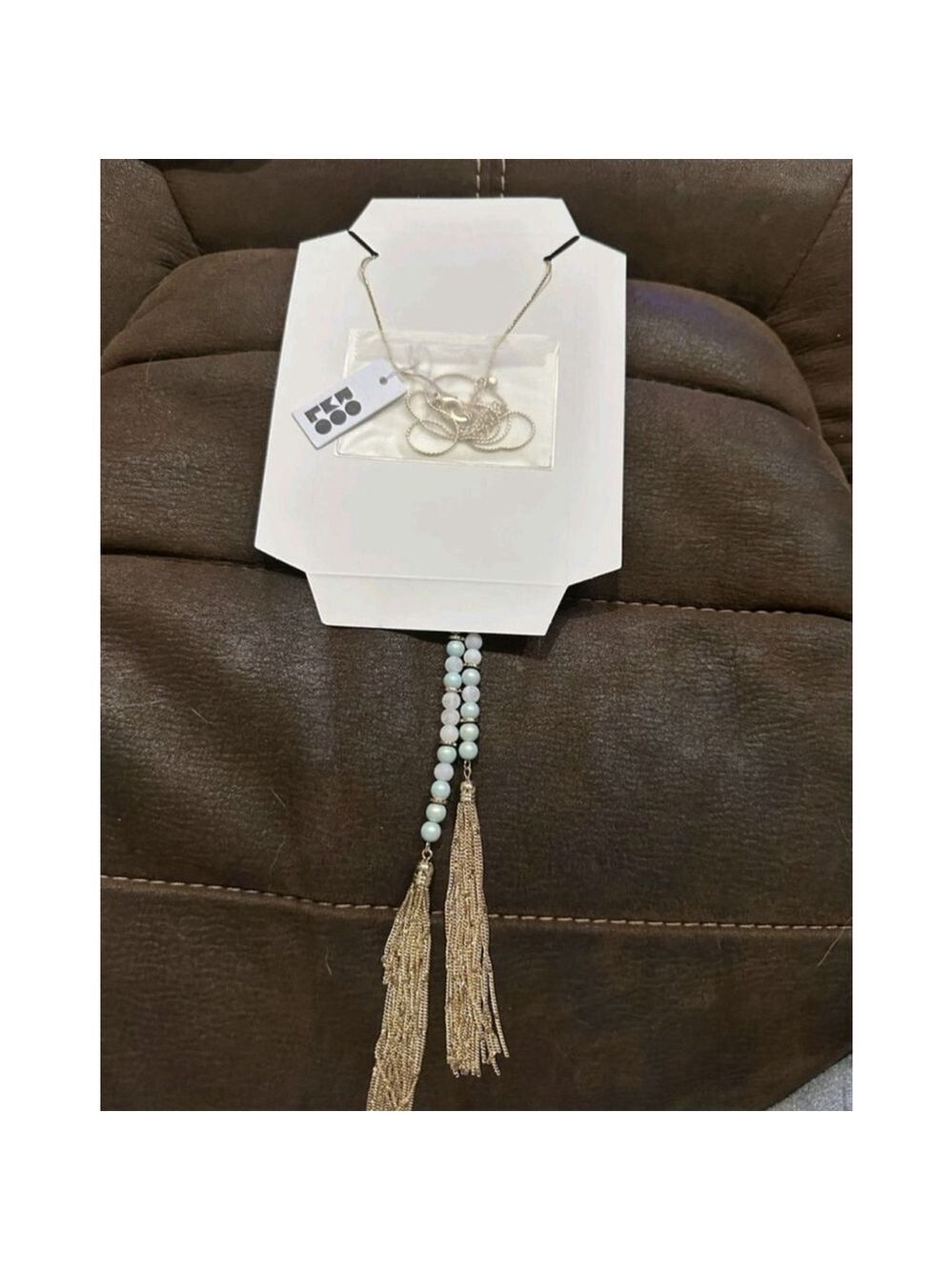 Romolo Mint Beaded Tassel Necklace - Picture 4 of 11